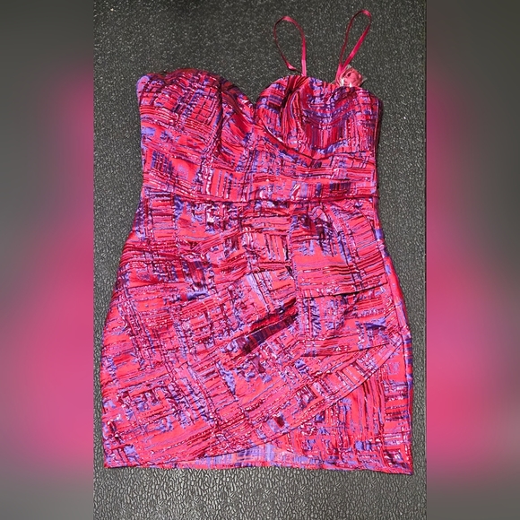 Lusso the Label Sweetheart Pink Jacuard Mini Dress - Picture 2 of 4